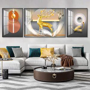 Nordic lusso decorativo moderno astratto 3 pannelli cristallo porcellana fiore soggiorno pittura murale decorativa wall art <span class=keywords><strong>l</strong></span> - Product Image 5