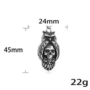 Collar de moda unisex de acero inoxidable con colgante de calavera de búho 19021 - Product Image 3
