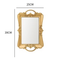 Plateau en plastique Art Déco avec logo personnalisé, miroir avec poignées, design feuille de laurier dorée, décoration de luxe faite à la main pour les cadeaux d'affaires et de mariage