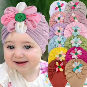 Bonnet Bébé Xiximi à Boutons et Fleurs, Vêtements pour Nouveau-né, Chapeau Confortable d'Hiver pour Bébé, Bonnet à Enfiler - Product Image 2