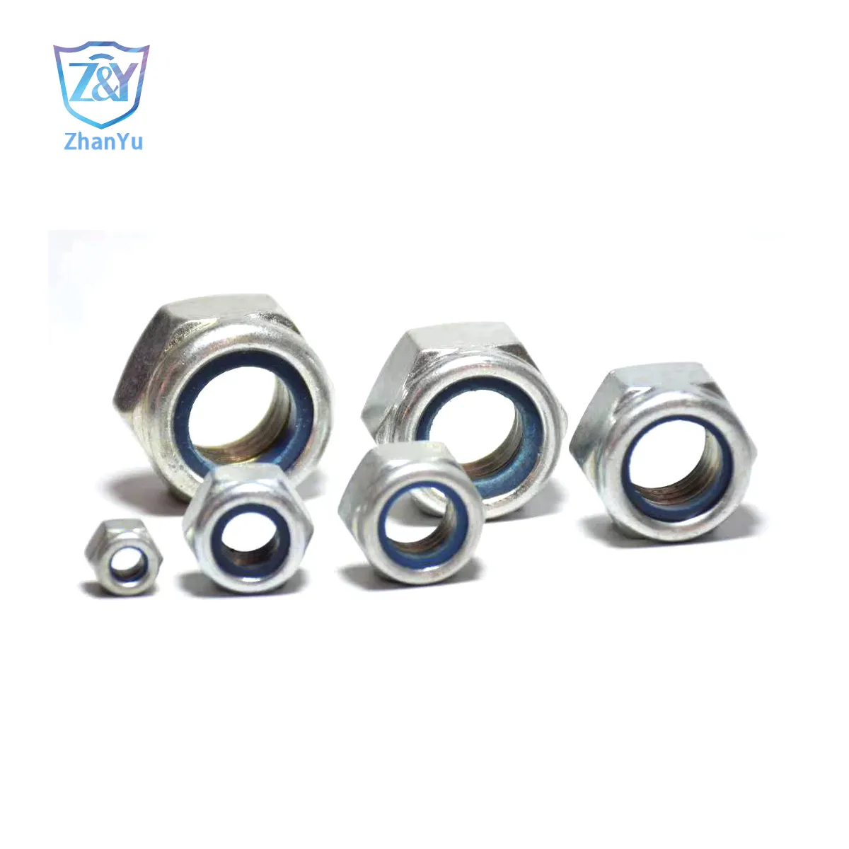 High quality DIN985 DIN982 carbon steel white yellow zinc stainless steel hex nylon lock nut with non-metallic insert