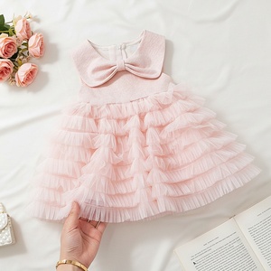 <span class=keywords><strong>Robe</strong></span> pour fille en <span class=keywords><strong>tulle</strong></span> rose à volants avec un grand nœud, sans manches, pour fête d'anniversaire, cérémonie de mariage - Product Image 4