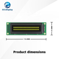 LCD Karakter Rusia JXD2002A-IIC VA Antarmuka Negatif Kuning IIC/I2C dengan Lampu Latar 20*2 Modul Tampilan LCM Dot Matrix