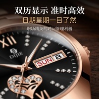 Nouvelle montre à quartz unisexe élégante en alliage de 20 mm avec aiguilles couleur acier inoxydable, double date, aiguilles lumineuses, version étanche améliorée