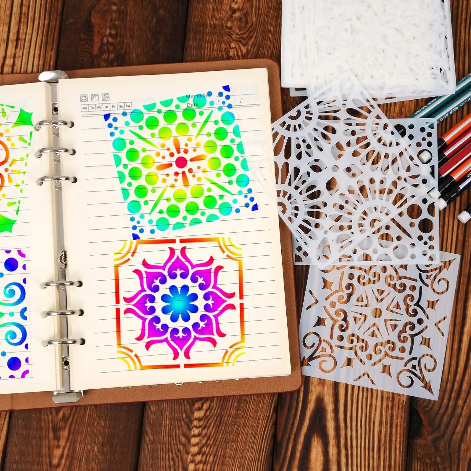 30-Pack  4x4 Inch  Painting Drawing Stencils Mandala Template for Stones Floor Wall Tile Fabric Wood Burning Art Craft Supplies