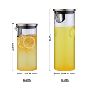 <span class=keywords><strong>Carafe</strong></span> en verre borosilicate de luxe faite à la main la plus populaire avec couvercle et <span class=keywords><strong>filtre</strong></span> en acier inoxydable écologique pour boire - Product Image 4