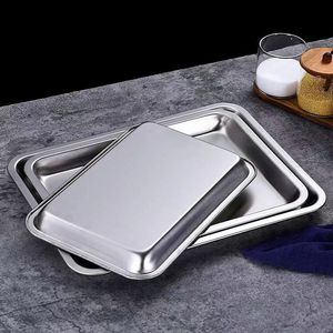 Plateau rectangulaire en acier inoxydable de 2 cm de hauteur, 4,8 cm de hauteur pour le service de nourriture, de café et de thé dans les hôtels - Product Image 3