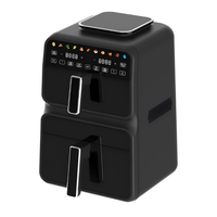 NUEVA Freidora de Aire Eléctrica Clásica de Plástico con Doble Cesta, Control Digital, 3000W, 4.5L+6.5L, Cocción Rápida, para Uso Doméstico y Hotelero