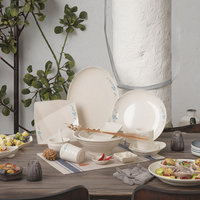 Service de vaisselle en mélamine blanc, imprimé floral, incassable, vente en gros, pièces