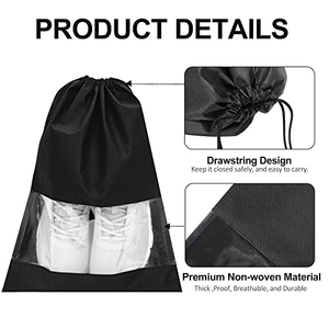 Sac à chaussures portable avec cordon de serrage, sac de voyage pour chaussures en tissu non tissé, sacs à chaussures pour hommes et femmes pour les voyages - Product Image 4