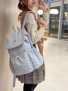 Sac à dos léger vintage à pois avec fermeture éclair en polyester, bretelles arquées pour femmes, <span class=keywords><strong>écolières</strong></span>, navetteuses, sac de voyage de jour - Product Image 1