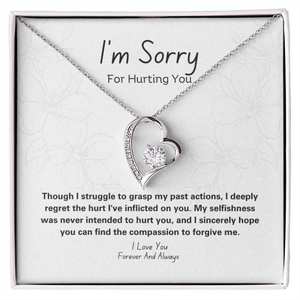 Lo siento por haberte lastimado, collar clásico con colgante de corazón de cobre y tarjeta de texto personalizado, regalo de perdón y reconciliación para pareja - Product Image 2