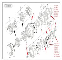   W2000 Freze Tamburu Redüktörü Aşınma Parçaları Kiti PN.142048 129617 170380 2071249 25108 155150 142052 170378 27631 65334 155152
