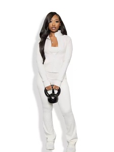 Conjunto Deportivo de 2 Piezas para Mujer, Mono Deportivo de Color Sólido con Cremallera, Traje de Gimnasio, Leggings de Yoga, Ropa Deportiva para Fitness, Ropa de Yoga para Mujer - Product Image 3