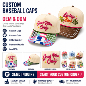Casquette de baseball OEM ODM personnalisée avec impression en relief, patchwork, visière multicolore, vente en gros, streetwear unisexe, haute qualité, tissu Dobby Terry - Product Image 2