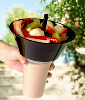 Tasse à hotpot et à thé au lait en PP jetable épaissie, très populaire, avec support pour poulet frit aux fruits à tenir au pouce, pour boissons