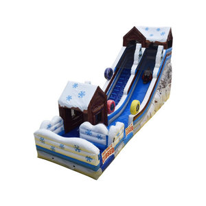Diversión de <span class=keywords><strong>vacaciones</strong></span> a gran escala: tobogán gigante inflable de Navidad de doble carril con bastones de caramelo, renos y muñecos de nieve - Product Image 5