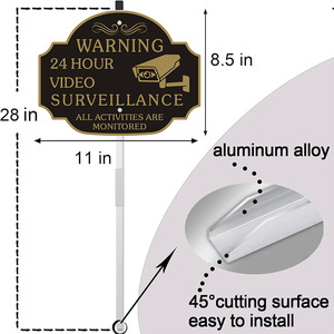 Custom Anti-dissolvenza resistente alle intemperie in alluminio riflettente senza violazione di segni di videosorveglianza con paletti in metallo segno di avvertenza - Product Image 2