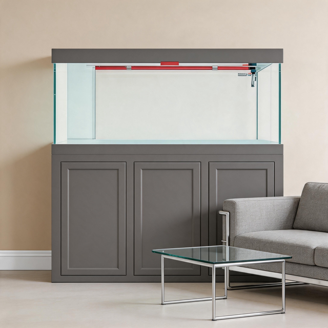 Custom Luxury Rectangle Aquarium Transparent Fish Tank with White Bottom Cabinet for Wholesale