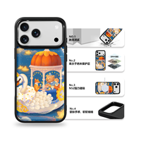 Coque de téléphone AG Feeling Black Edge avec motif Thé de l'après-midi doré pour iPhone 17, 17 Pro Max, 16 Pro, 15 – Coque magnétique