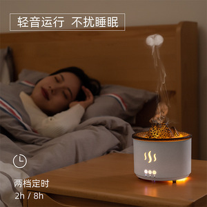 เครื่องกระจายกลิ่นหอมภูเขาไฟ ดีไซน์ลายไม้ พร้อมไฟ LED เครื่องเพิ่มความชื้นในอากาศสำหรับใช้ในบ้าน ตั้งเวลาได้ 2-8 ชั่วโมง ใช้พลังงานจาก USB และไฟบ้าน - Product Image 3