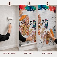 Papier peint mural en toile huilée sur mesure avec des animaux de la forêt, décoration de chambre d'enfant