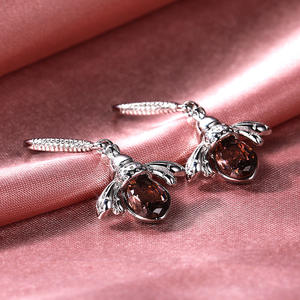 Pendientes colgantes de abeja de plata tibetana con engaste de bisel de piedra de coral para mujer, bonitos pendientes de insecto, joyería de moda, regalo - Product Image 6