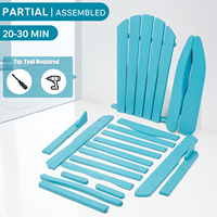Chaise Adirondack pliante en bois bleu turquoise pour l'extérieur, chaise de salon en bois massif pour le jardin