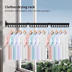 Folding Clothes Drying Rack Wall Mounted Space Saving Indoor Balcony Bay Window Fixed Rectangle Drying Rod - Product Image 3