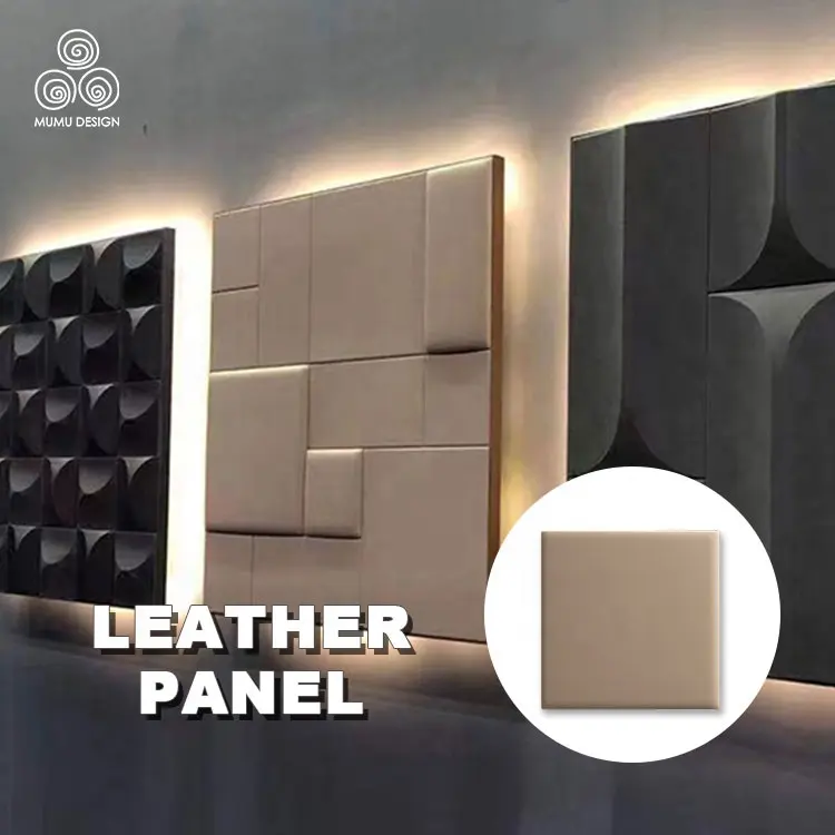 MUMU panel dinding 3d mdf kustomisasi yang rumit panel dinding kulit desain interior 3d dibuat di China