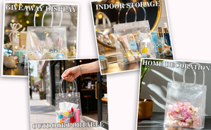 Custom Logo Clear PVC Gift <b>Bags</b> with Handles - Mini <b>Party</b> Favor <b>Bags</b> Transparent <b>Party</b> <b>Favour</b> Plastic Gift <b>Bag</b> 5.9X6.29 Inches - Product Image 6