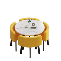 Table de salle à manger compacte pour appartement avec rangement, mobilier de maison pour négociations ou réceptions, combinaison de chaises