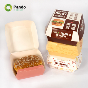 Hộp giấy Burger dùng một lần với in logo sinh thái thân thiện Hộp bao bì thực phẩm Takeaway tùy chỉnh Burger Hộp bao bì dùng một lần - Product Image 5