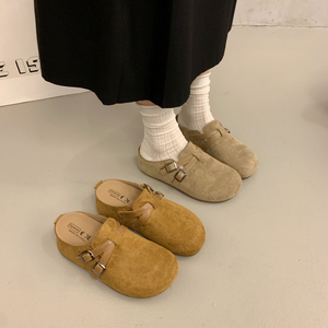 Mules da donna in finta pelle scamosciata primavera/autunno, con punta tonda, <span class=keywords><strong>slip</strong></span>-on, plateau, fibbia e cinturino, stile Birkenstock, a punta chiusa - Product Image 5