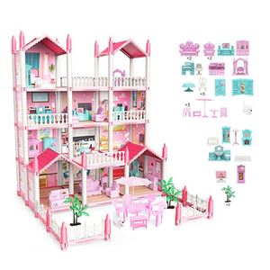 Mini Maison de Poupées Moderne Gabbys DIY en Rotin Blanc avec Cuisine et Accessoires pour Filles – Grande Maison de Poupées pour Fêtes - Product Image 1