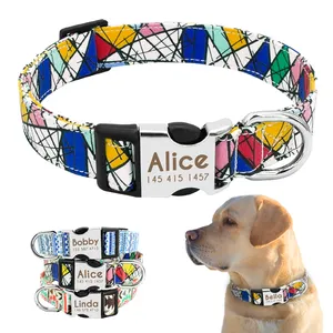 Nylon Hunde halsband Personal isiertes Haustier halsband Graviertes ID-Tag Typenschild Reflektierend für kleine mittelgroße Hunde