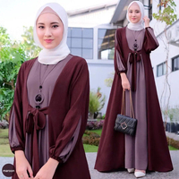 Offre Spéciale femmes vêtements moyen-orient Robe musulmane décontracté Abaya dubaï couleur bloqué modeste mode à manches longues Jupe Abaya Robe