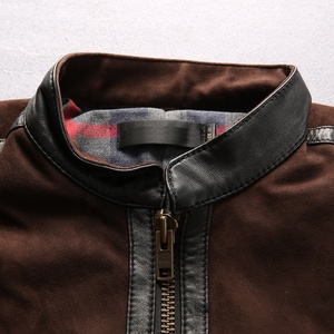 OEM Factory Direkt verkauf Günstige Distressed Retro Uede Kuhhaut Herren Stehkragen Braun Echt lederjacken - Product Image 4