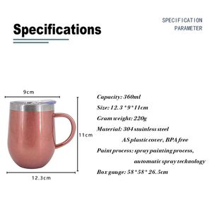 Mug à café personnalisé 12oz 360ml, mugs en forme d'œuf avec poignée, thermos à café réutilisable, mug à café vierge pour impression par sublimation, avec couvercle - Product Image 3
