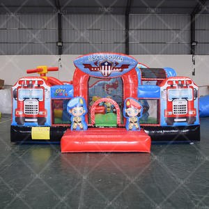 Firehouse Dry Combo Bounce House Slide Obstáculo Camión de bomberos Salto Castillo hinchable Camión de bomberos Moonwalk Estación de bomberos Moon Jump - Product Image 1