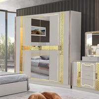 Ensemble de meubles de chambre à coucher en bois au design moderne pour villa, lit king-size avec hauteur réglable