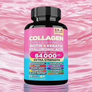 Complément de collagène 14-en-1 64000 MG avec <span class=keywords><strong>biotine</strong></span>, kératine, acide hyaluronique, 60 capsules végétales pour adultes, éclaircissement de la peau - Product Image 6