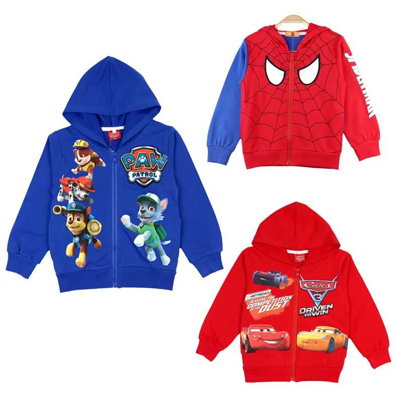Pakaian Anak Laki-laki Mantel Katun Murni Musim Semi dan Musim Gugur Anak-anak Berkerudung Jaket Bayi Mode Pakaian Anime Spiderman 2-8Y