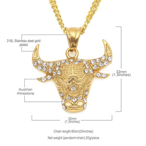 Collares con Colgante de Cabeza de Toro para Hombre, Estilo Punk, Cadena con Piedras, Hip Hop, <span class=keywords><strong>Vaca</strong></span>, Buey, Collier, Colgante de Cabeza de Toro de Tribu Africana - Product Image 6