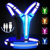 Chaleco reflectante LED para correr, recargable por USB, ligero, transpirable, equipo de seguridad para correr de noche, ciclismo, caminar, deportes al aire libre