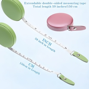 Cinta Métrica de Cuero con Logotipo Personalizado, Cinta Métrica Pequeña Retráctil Automática de Doble Cara para Medir el Cuerpo, Sastre, Confección de Ropa y Dieta - Product Image 4