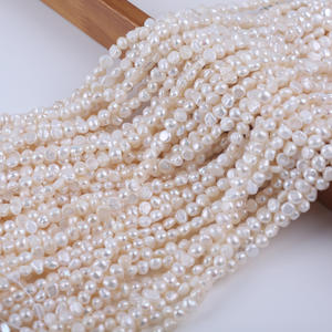 Perles d'eau douce naturelles de forme baroque, 5-6 mm, double face brillante, trou latéral, semi-finies, en vrac, vente en gros - Product Image 1