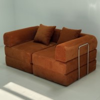 Canapé-lit pliable en velours côtelé beige 2026, convertible avec oreillers pour salon et appartement – Offre Spéciale