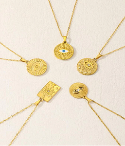 Collier élégant avec pendentif œil du diable plaqué or 18 carats, style classique décontracté avec chaîne tendance, accessoire de mode - Product Image 3