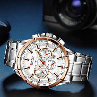 Reloj CURREN 8363 para Hombre, Relojes de Cuarzo Deportivos de Lujo, Resistentes al Agua, Cronógrafo, Fecha, Correa de Acero Inoxidable, Manecillas Luminosas